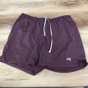 Tracksmith Mens XL Running Shorts Burgundy Heathered Zipper Pocket Lined 5"